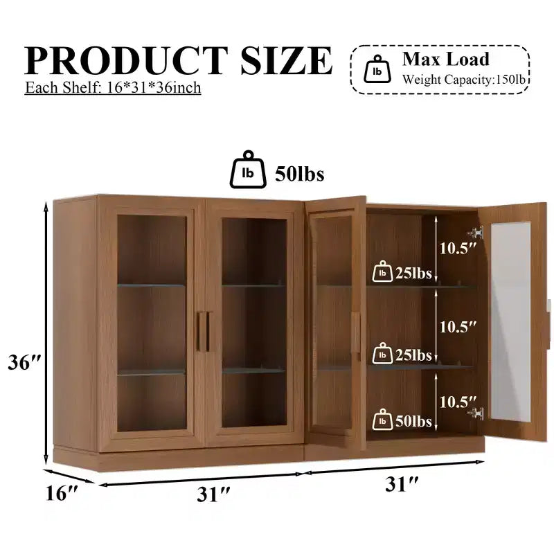 Enfilade Modulaire en Bois avec Charnières Réglables et Passe-câbles