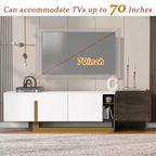 Meuble TV en bois avec tiroir et étagères réglables pour téléviseurs de 70 pouces