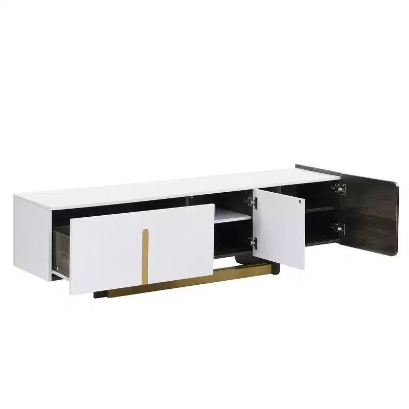 Meuble TV en bois avec tiroir et étagères réglables pour téléviseurs de 70 pouces