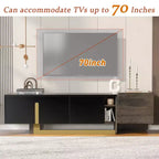 Meuble TV en bois avec tiroir et étagères réglables pour téléviseurs de 70 pouces