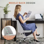 Fauteuil de bureau pivotant en tissu avec roulettes et support lombaire