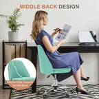 Fauteuil de bureau pivotant en tissu avec roulettes et support lombaire