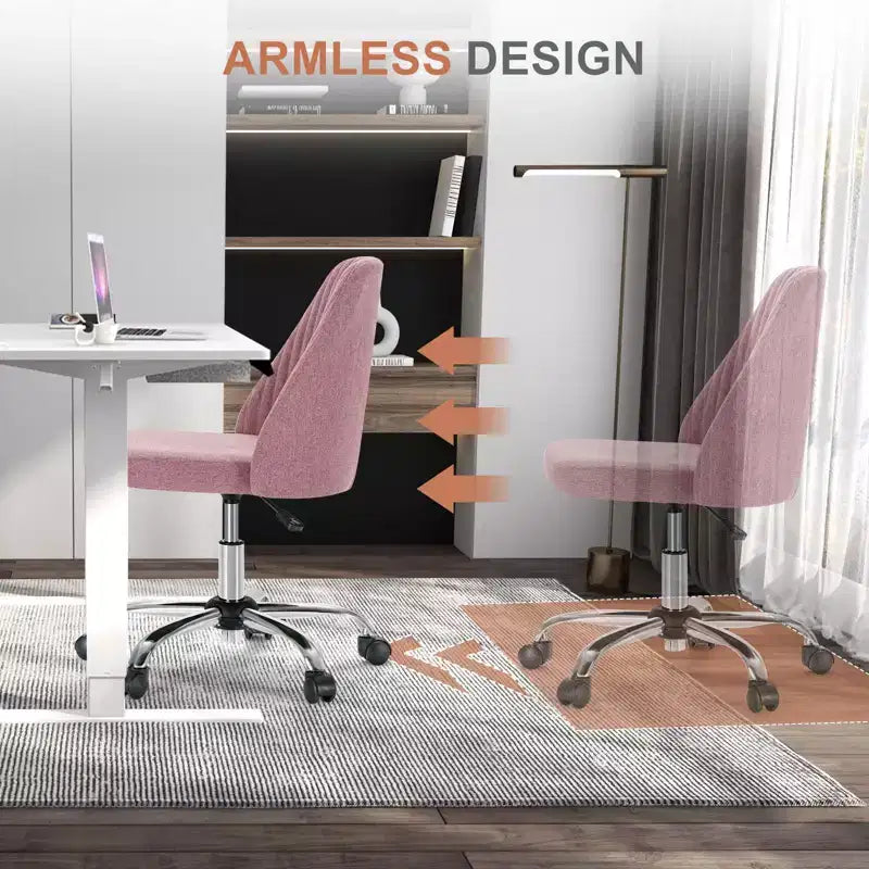 Fauteuil de bureau pivotant en tissu avec roulettes et support lombaire