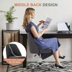 Fauteuil de bureau pivotant en tissu avec roulettes et support lombaire