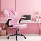 Chaise de bureau pivotante en similicuir avec dossier en S et croisillons.