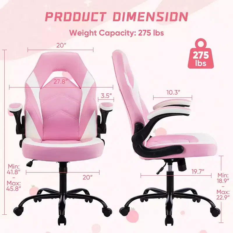Chaise de bureau pivotante en similicuir avec dossier en S et croisillons.