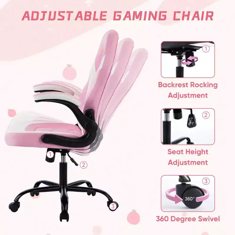 Chaise de bureau pivotante en similicuir avec dossier en S et croisillons.