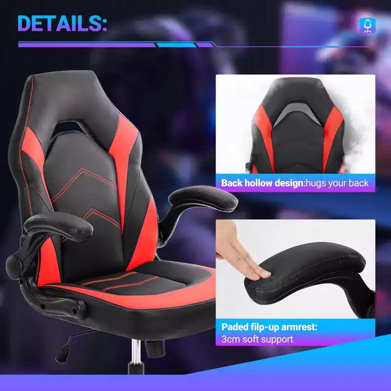 Chaise de bureau pivotante en similicuir avec dossier en S et croisillons.