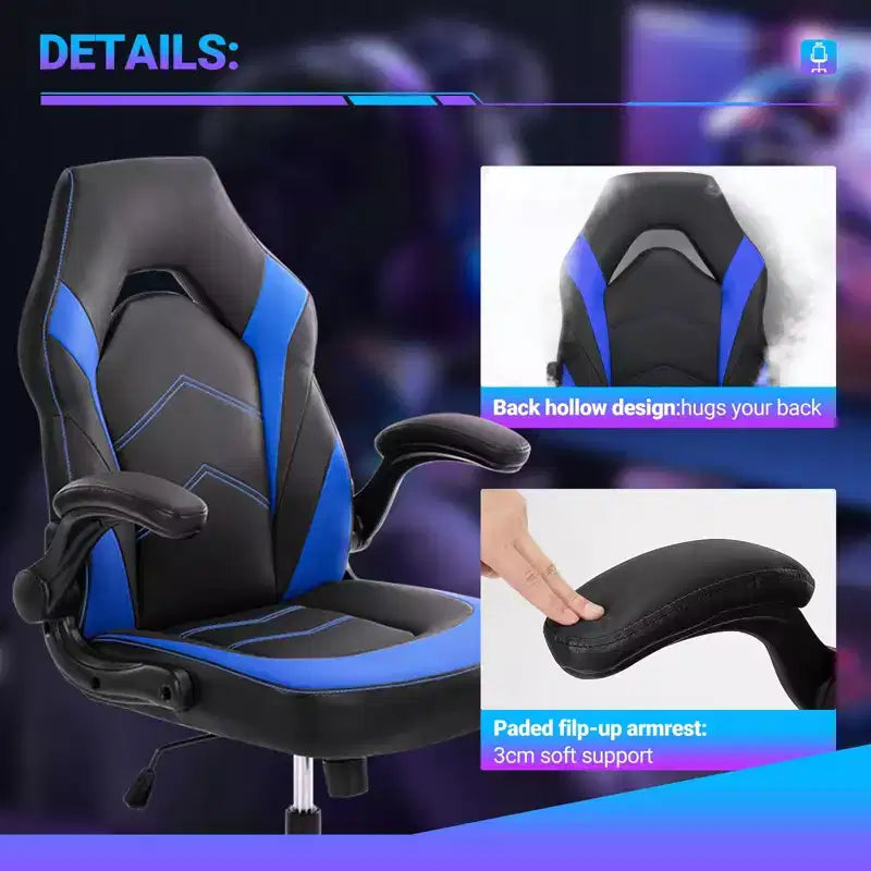 Chaise de bureau pivotante en similicuir avec dossier en S et croisillons.