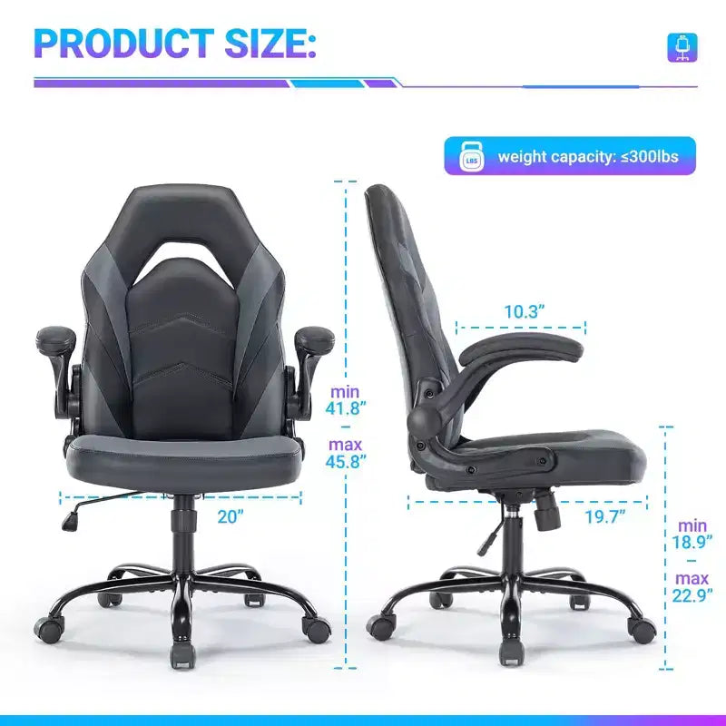 Chaise de bureau pivotante en similicuir avec dossier en S et croisillons.