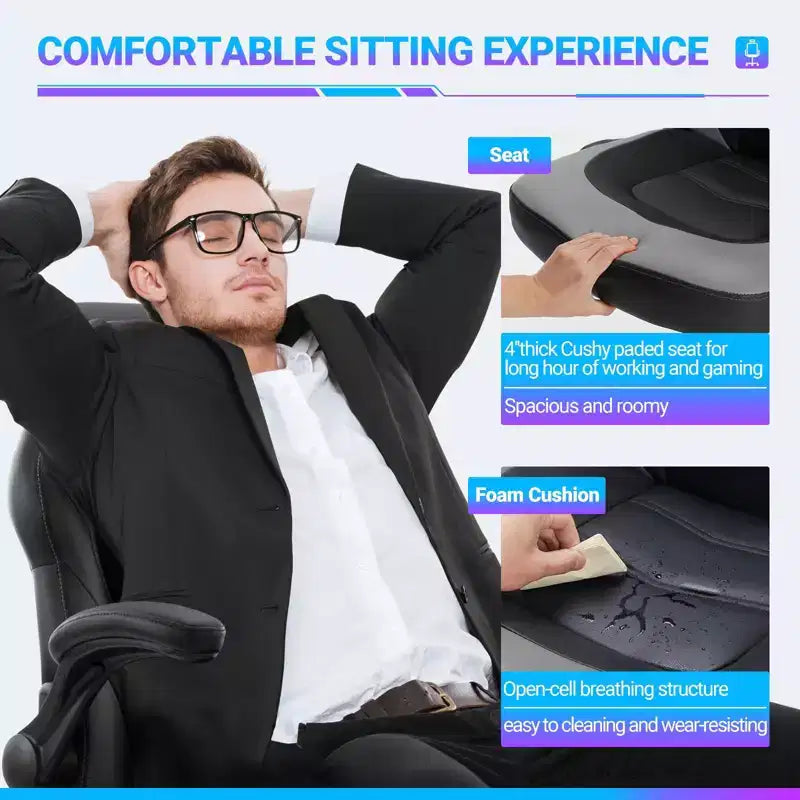 Chaise de bureau pivotante en similicuir avec dossier en S et croisillons.