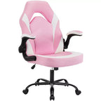 Chaise de bureau pivotante en similicuir avec dossier en S et croisillons.
