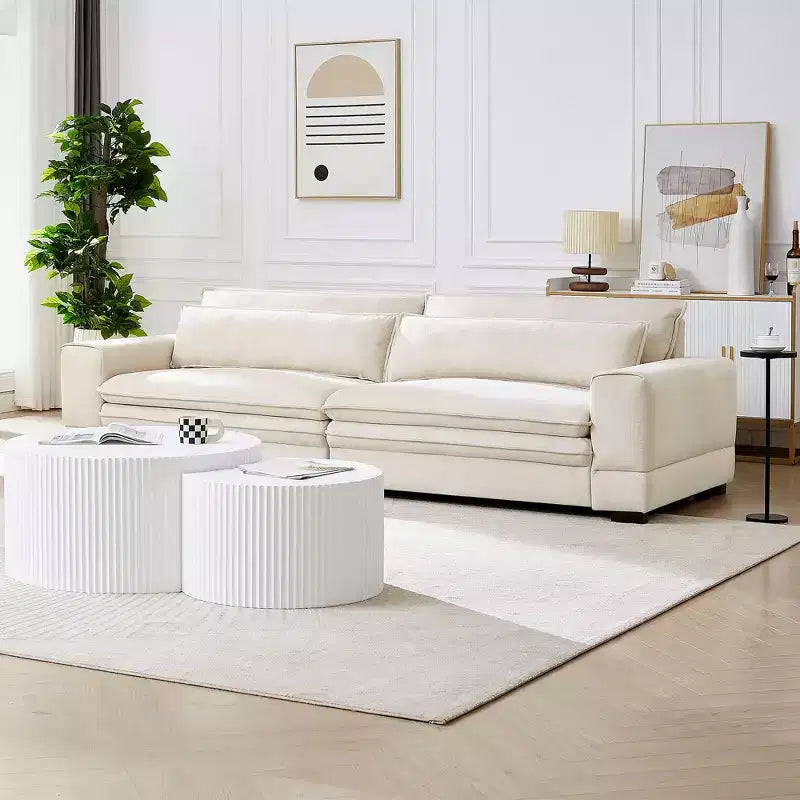 Canapé 4 places rembourré Mid-Century Modern 266 cm