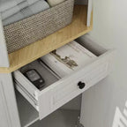 Armoire de rangement d'angle en bois de 173 cm de haut avec porte et tiroir