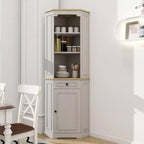 Armoire de rangement d'angle en bois de 173 cm de haut avec porte et tiroir