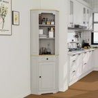 Armoire de rangement d'angle en bois de 173 cm de haut avec porte et tiroir