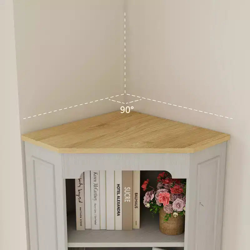 Armoire de rangement d'angle en bois de 173 cm de haut avec porte et tiroir
