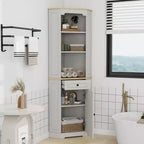 Armoire de rangement d'angle en bois de 173 cm de haut avec porte et tiroir
