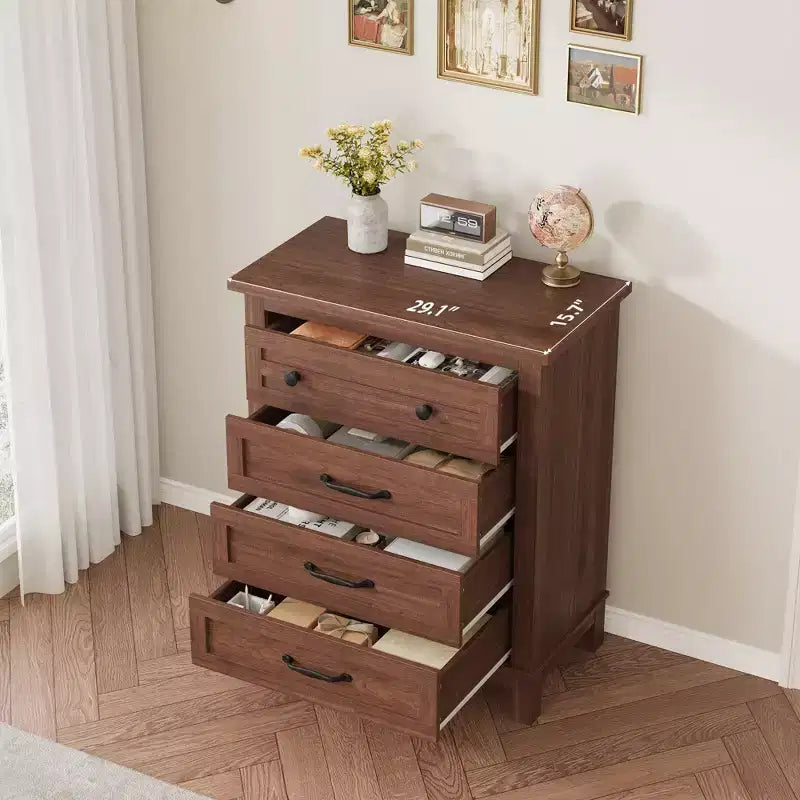 Commode en bois à 4 tiroirs de 88,4 cm de haut