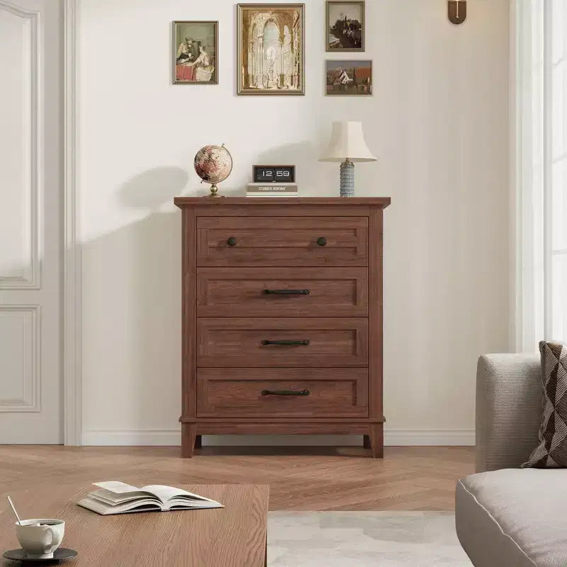 Commode en bois à 4 tiroirs de 88,4 cm de haut