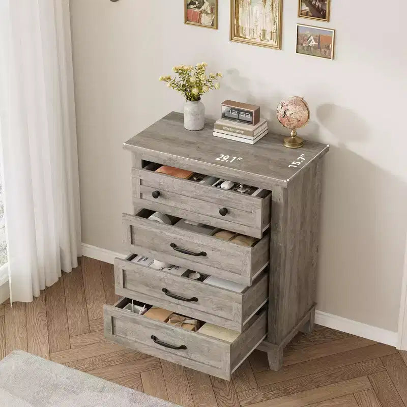 Commode en bois à 4 tiroirs de 88,4 cm de haut