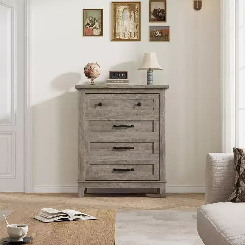 Commode en bois à 4 tiroirs de 88,4 cm de haut