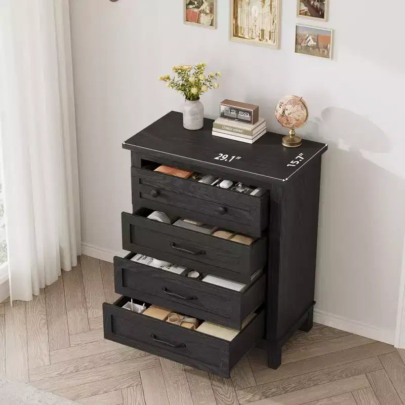 Commode en bois à 4 tiroirs de 88,4 cm de haut