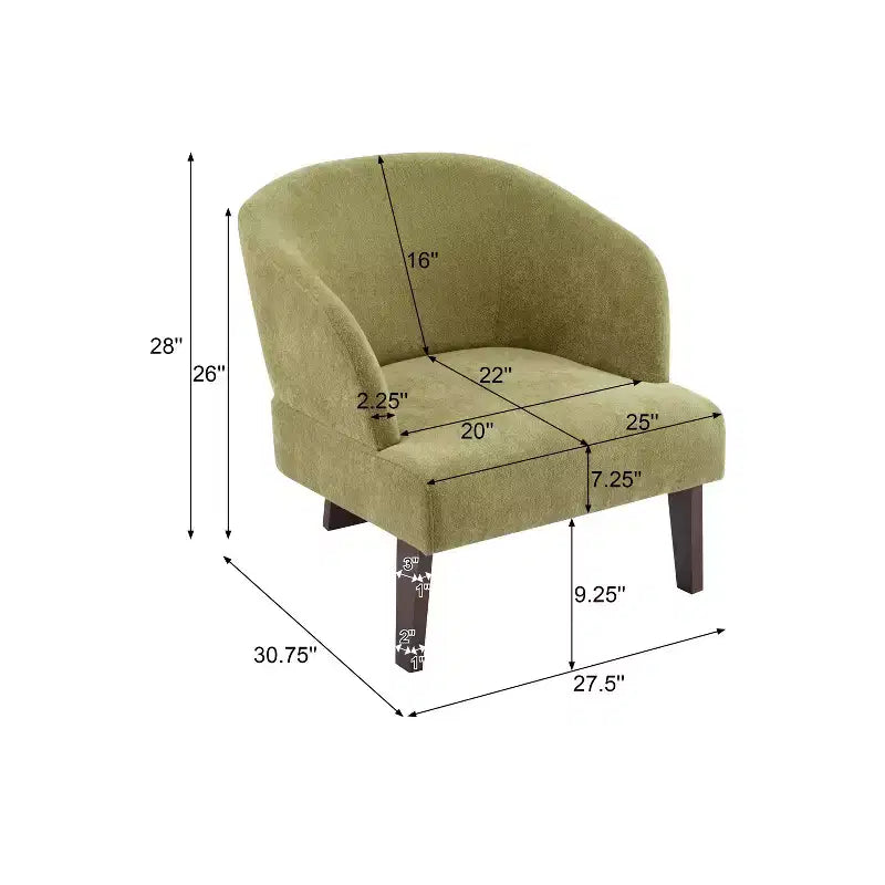 Fauteuil d'appoint rembourré à dossier rond avec pieds en bois