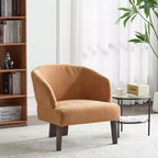 Fauteuil d'appoint rembourré à dossier rond avec pieds en bois