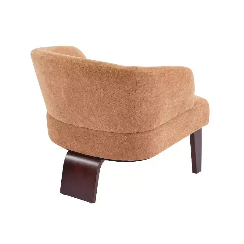Fauteuil d'appoint rembourré à dossier rond avec pieds en bois