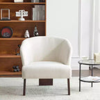 Fauteuil d'appoint rembourré à dossier rond avec pieds en bois