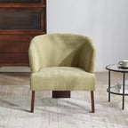Fauteuil d'appoint rembourré à dossier rond avec pieds en bois