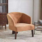 Fauteuil d'appoint rembourré à dossier rond avec pieds en bois