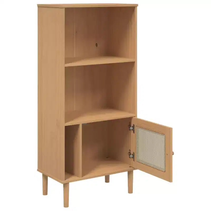 Bibliothèque en pin aspect rotin